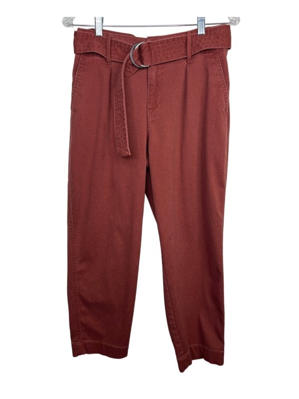A New Day Rust Red Belted High Rise Straight Jeans Size 6 Fall Casual